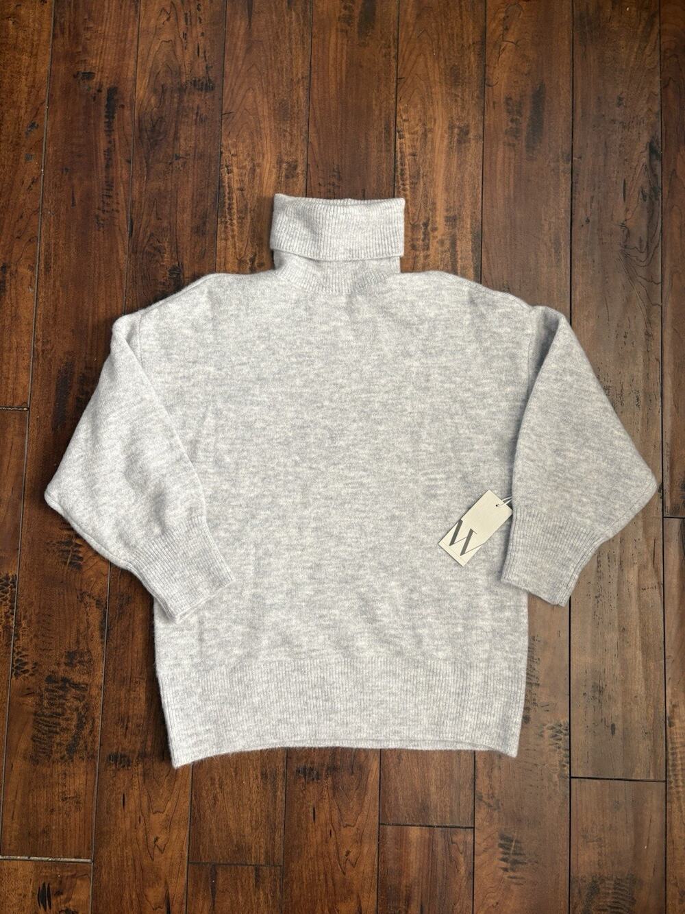 Worthington Turtleneck Sweater Womens XS Gray Boxy Fit Wool Blend NWT